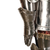 Steel suit of armor with wooden interior form and base.