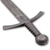 One handed medieval sword with extra-wide tang construction.