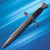 Battlecry Crecy War Dagger with blackened steel blade and leather sheath.