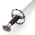 German Landsknecht one handed sword with fluted pommel and black leather scabbard.