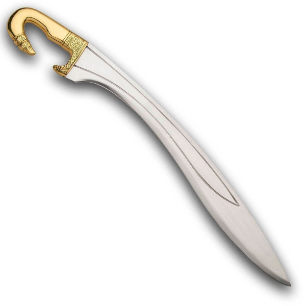 Falcata sword with curved high-carbon steel blade