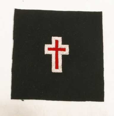 Masonic passion cross silver embroidery red velvet center black wool