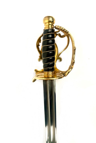 French Heavy Cavalry Sword with engraved brass hilt and high carbon steel blade.