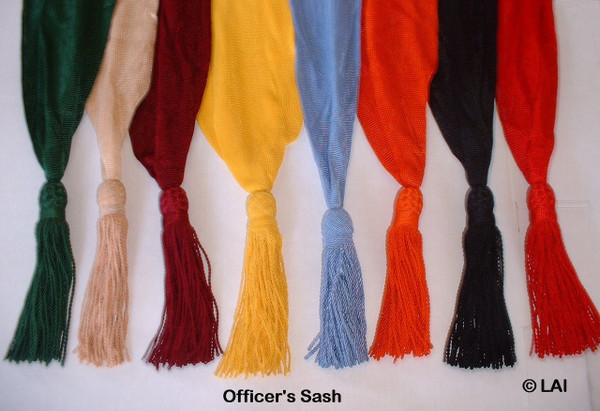 officer silk sash wrapped around waist with tassels front view