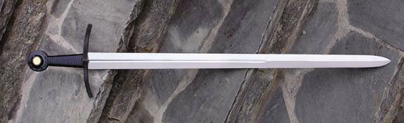 Dunbar Sword with high carbon steel blade and blackened steel fittings inspired by medieval knight weapons.