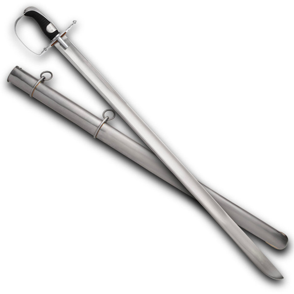 1796 British Heavy Cavalry Sword with broad steel blade and reinforced guard for Napoleonic military display.