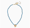 Gold Heart on Beaded Necklace Turquoise