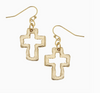 Gold Open Cross Earrings