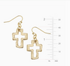 Gold Open Cross Earrings