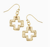 Gold Open Cross Earrings Short