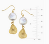 Gold Oyster Shell with Genuine Freshwater Pearl Earrings