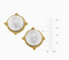 Gold and White Cabochon Earrings