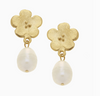 Poppy Flowers with Genuine Freshwater Pearl Earrings