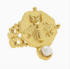 Handcast Gold Bee Intaglio with Genuine Hand Set Freshwater