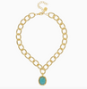 Turquoise Cabochon Loop Chain Necklace