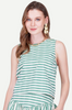 Back Zip Sleeveless Top in Green Stripe