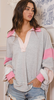 French Terry Knit Color Block Tunic Top