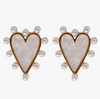 Pearl Studded Pink Tortoise Heart Earrings