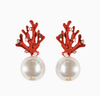 Pearl and Red Coral Mini Earrings
