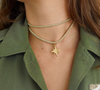Star Compass Charm w/ Gold Lurex Necklace Cord