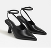 Tara Slingback Heel in Black Leather