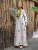 Sapphire Long Kaftan in Beige Monkey Embroidery