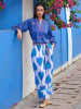 Magnolia Blouse in Blue Fish Embroidery