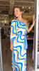 One Shoulder Column Dress in Wavely Border