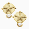 Gold Starfish Intaglio with Pearl Earrings