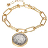 Barber Dime Coin Goldtone Elongated Link Bracelet
