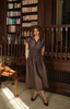 Trevy Smocked Waist Midi Dress in Brown