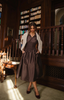 Trevy Smocked Waist Midi Dress in Brown