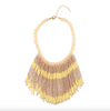 Beaded Fringe Falling Necklace in Yellow