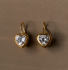 Bezel Heart Drop Earrings