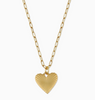 Small Ribbed Heart of Gold Necklace