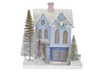Blue Frost Paper Village Christmas House with Deer Mount