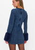 Rockefeller Mini Dress in Subzero Indigo with Faux Fur