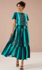 The Frida Skirt Dress in Emerald Opulent Embroidered Stripe