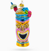 Hawaiian Tiki Totem with Tropical Cocktail Glass Ornament