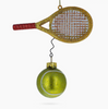 Tennis Racket and Ball Glass Christmas Ornament