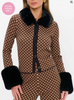 Chateau Cardigan in Carmel Geo Knit with Faux Fur