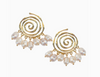 Golden Swirl Genuine Pearl Drop Statement Earrings