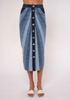 Apolline Midi Skirt in Paneled Denim