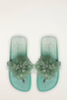 Flower Jelly Flat Sandal in Military and Sage Green