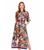 Maxi Shirt Dress in Autumn Scroll