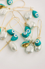 Natural Pearl and Evil Eye Threader Statement Earrings