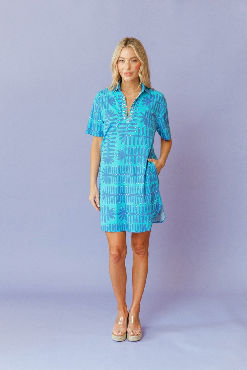 Rhodes Dress Cerulean Botanical - Scout and Molly's Columbia