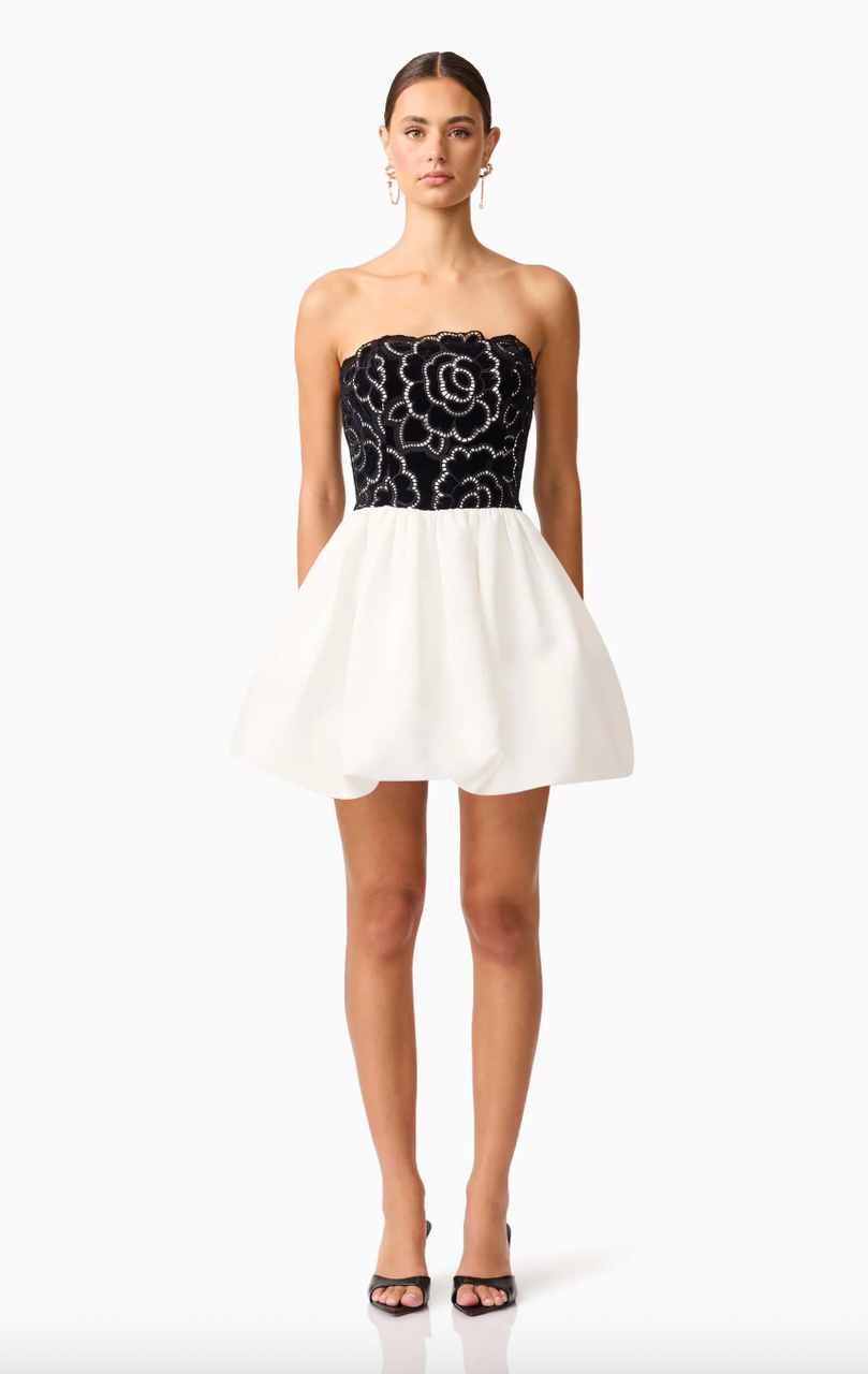 black and white strapless mini dress Rendezvous Strapless Mini Dress Black