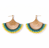 Beaded Handwoven Flamenco Fan Earrings
