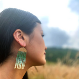 Beaded Handwoven Ombre Fringe Earrings